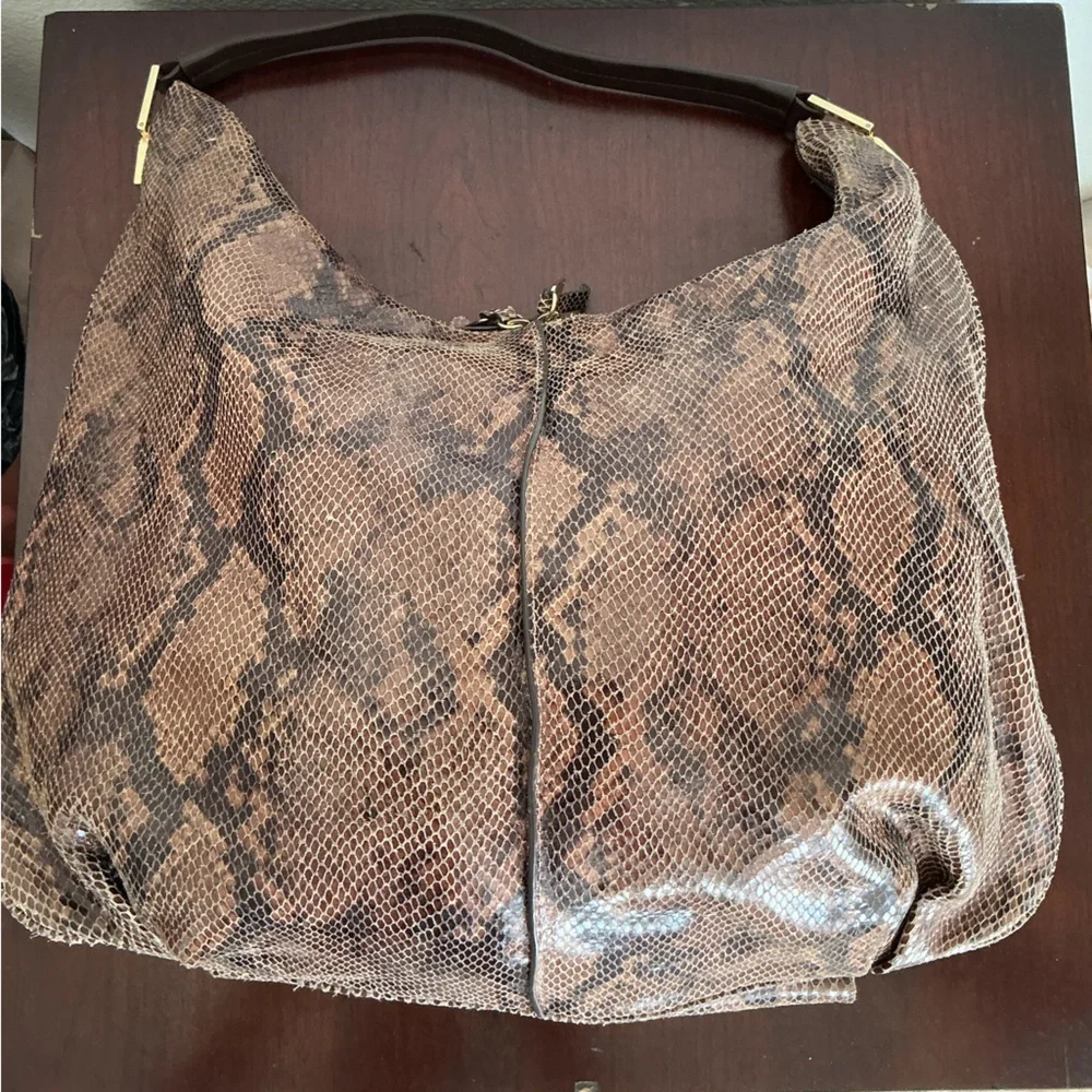 G.I.L.I. Brown Python Leather MILANO Hobo Shoulder Bag